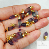 Rainbow Fluorite Stone Pencil Pendant, Healing Single Terminated Point Pendant, Gold Electroplated Pencil Pendant, Mini Spikes Pendant, Gift